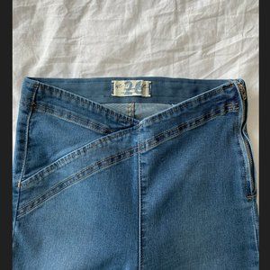 Free People Crossover Waist Flare Jeans